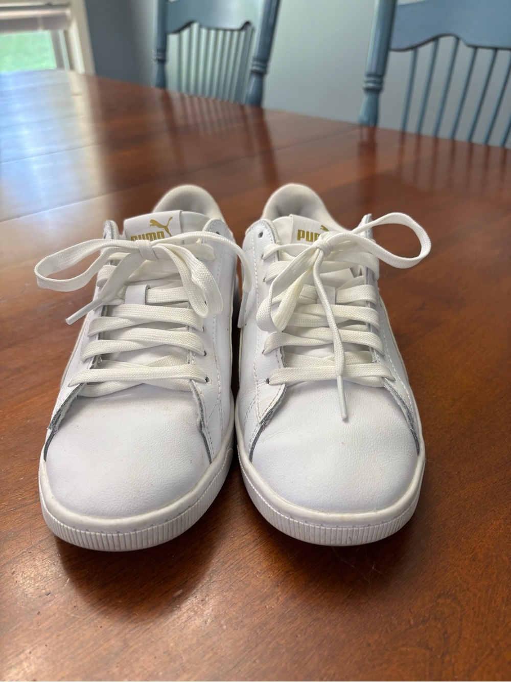 Puma White Low-Top Sneakers with Gold Accents
